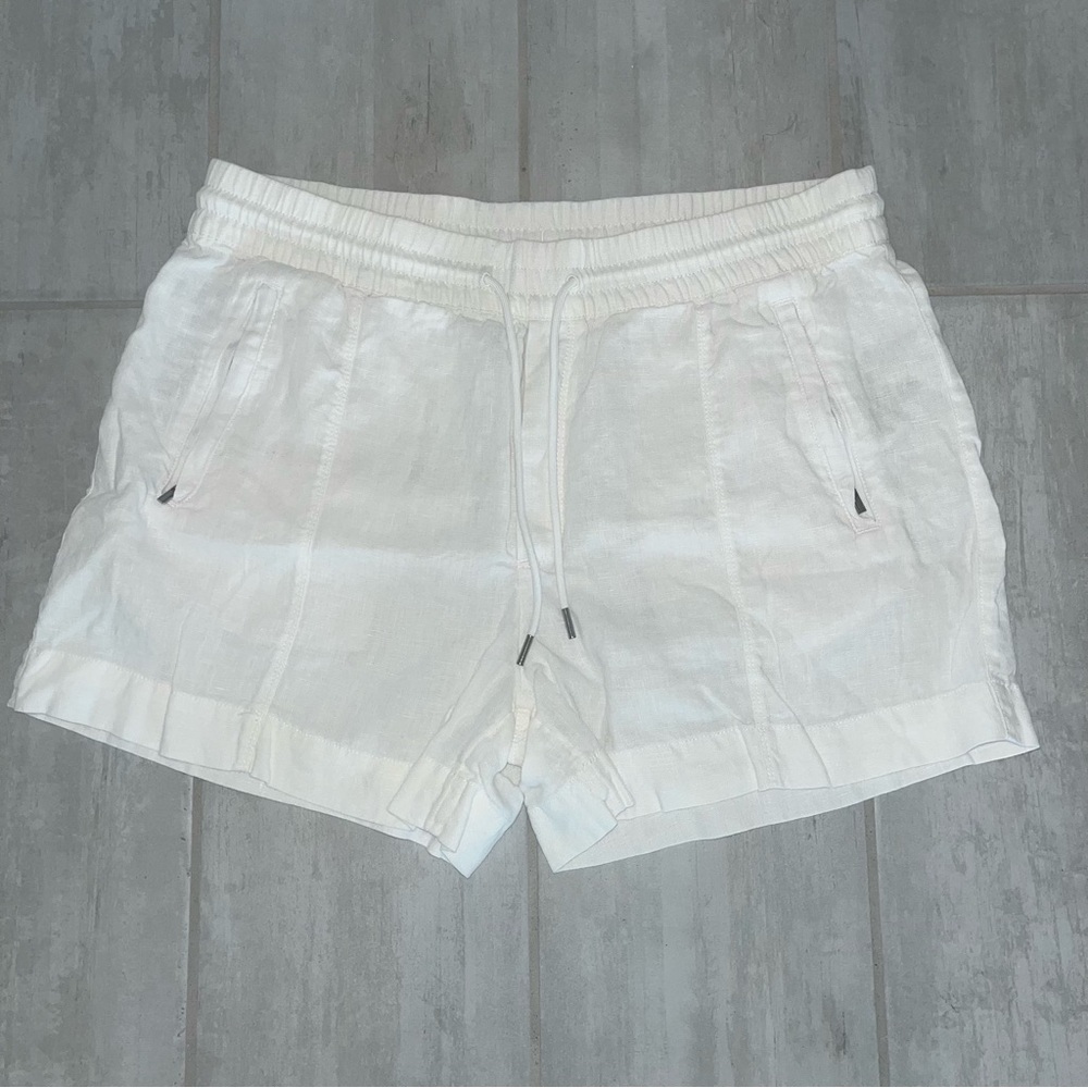 Athleta Womens 100% Linen Shorts, Size 14, White - Picture 1 of 4